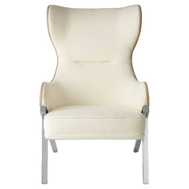 Piermount Ivory and Stone Velvet Wingback Chair