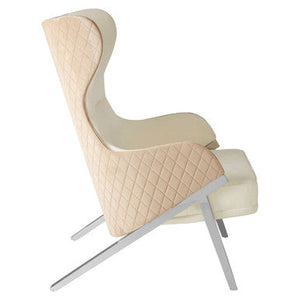 Piermount Ivory and Stone Velvet Wingback Chair – detail