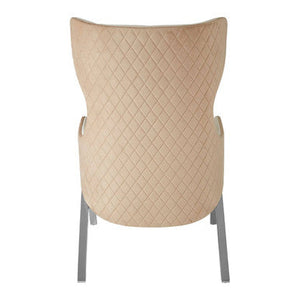 Piermount Ivory and Stone Velvet Wingback Chair – close-up