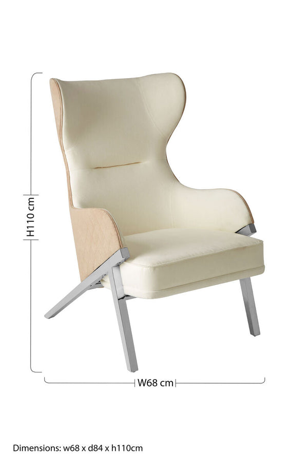 Piermount Ivory and Stone Velvet Wingback Chair – in room setting 2
