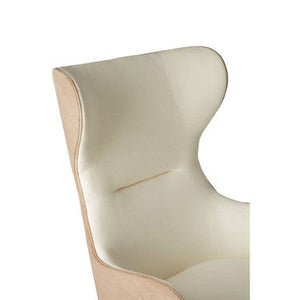 Piermount Ivory and Stone Velvet Wingback Chair – back view