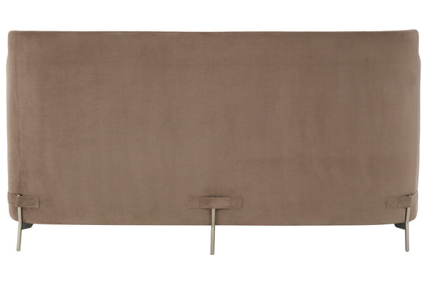 Piermount Ivory Fabric and Mink Velvet 2 Seater Sofa with Silver Finish Base – dimensions
