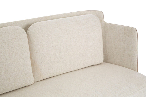 Piermount Ivory Fabric and Mink Velvet 2 Seater Sofa with Silver Finish Base – dimensions 2