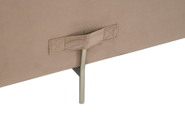 Piermount Ivory Fabric and Mink Velvet 2 Seater Sofa with Silver Finish Base – angle view 2