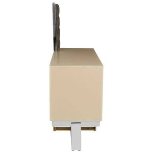 Demas Dark Grey and Gold Finish Media Unit with Wall Panel – in room setting