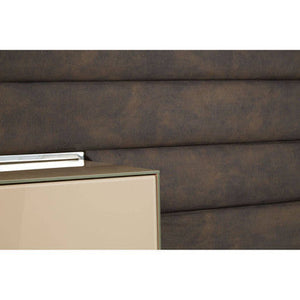 Demas Dark Grey and Gold Finish Media Unit with Wall Panel – dimensions
