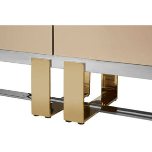 Demas Dark Grey and Gold Finish Media Unit with Wall Panel – close-up