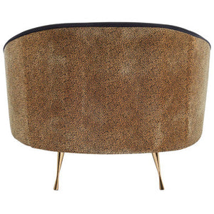 Manhattan Black Velvet and Leopard Print Cocoon Chair – in room setting