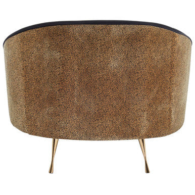 Manhattan Black Velvet and Leopard Print Cocoon Chair – in room setting