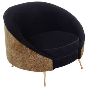 Manhattan Black Velvet and Leopard Print Cocoon Chair – dimensions