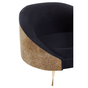 Manhattan Black Velvet and Leopard Print Cocoon Chair – close-up