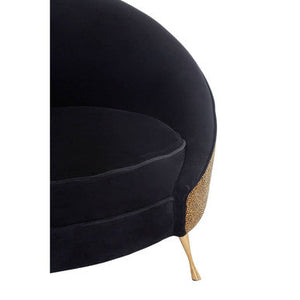 Manhattan Black Velvet and Leopard Print Cocoon Chair – back view