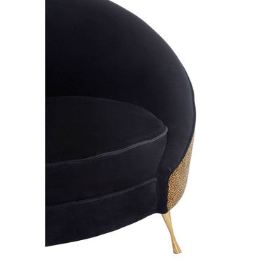 Manhattan Black Velvet and Leopard Print Cocoon Chair – back view