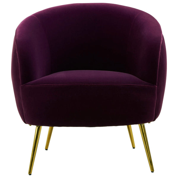 Manhattan Purple Velvet Curved Accent Chair – side view