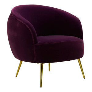 Manhattan Purple Velvet Curved Accent Chair – dimensions