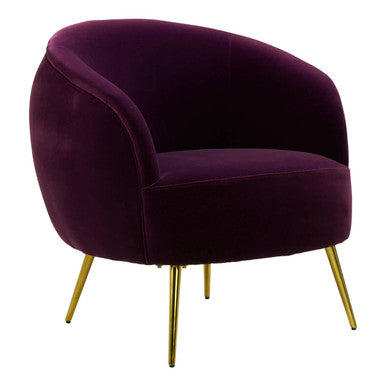 Manhattan Purple Velvet Curved Accent Chair – dimensions