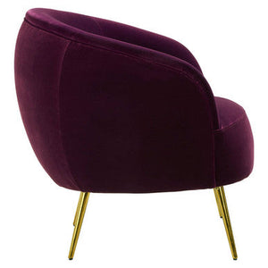 Manhattan Purple Velvet Curved Accent Chair – close-up