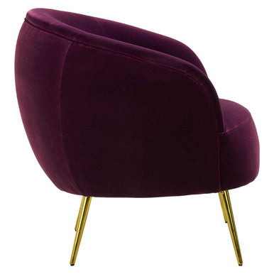 Manhattan Purple Velvet Curved Accent Chair – close-up