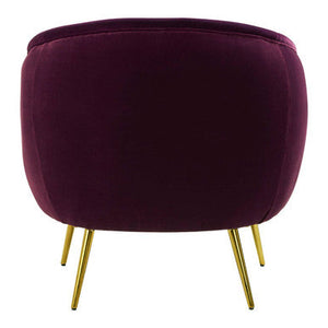 Manhattan Purple Velvet Curved Accent Chair – angle view