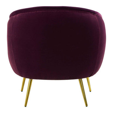 Manhattan Purple Velvet Curved Accent Chair – angle view