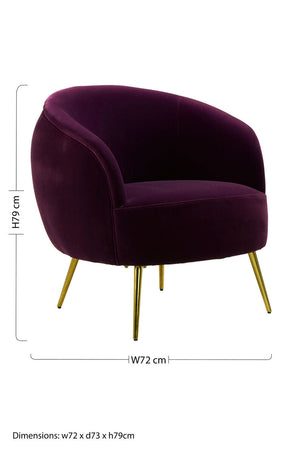 Manhattan Purple Velvet Curved Accent Chair – close-up 2