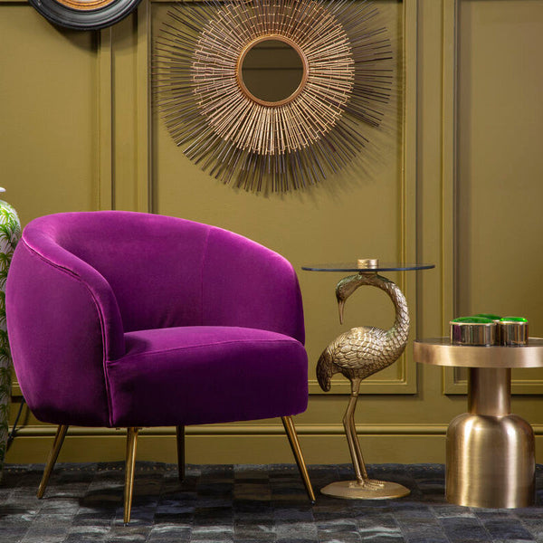 Manhattan Purple Velvet Curved Accent Chair – detail