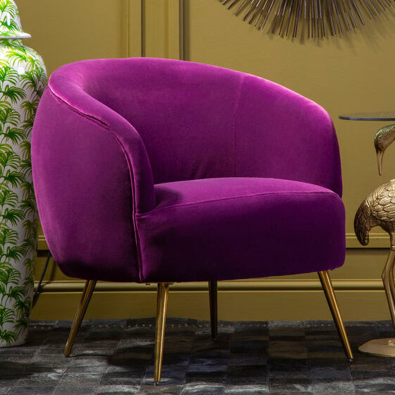 Manhattan Purple Velvet Curved Accent Chair