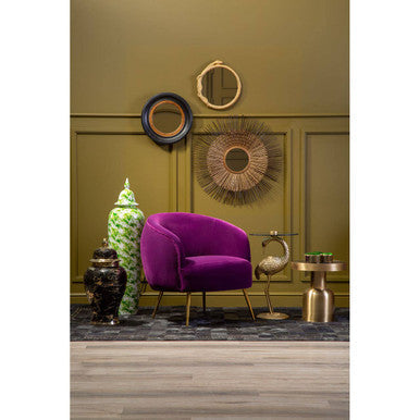 Manhattan Purple Velvet Curved Accent Chair – back view