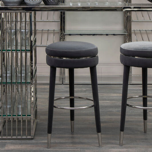 Manhattan Grey Velvet Bar Stool