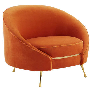 Manhattan Orange Velvet Cocoon Chair – in room setting
