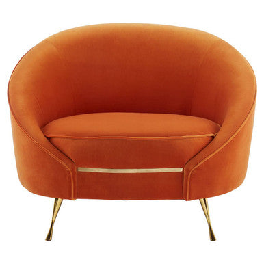 Manhattan Orange Velvet Cocoon Chair – side view