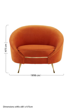 Manhattan Orange Velvet Cocoon Chair – in room setting 2