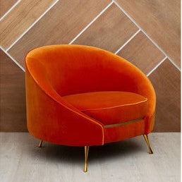 Manhattan Orange Velvet Cocoon Chair