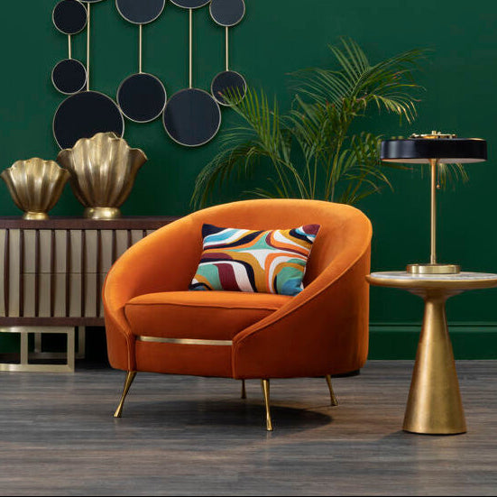 Manhattan Orange Velvet Cocoon Chair – detail