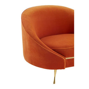 Manhattan Orange Velvet Cocoon Chair – side view 2