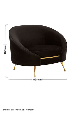 Manhattan Black Velvet Cocoon Chair – side view 2