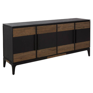 Salvar Natural and Black Oak Wood 4 Door Sideboard – side view