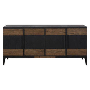 Salvar Natural and Black Oak Wood 4 Door Sideboard