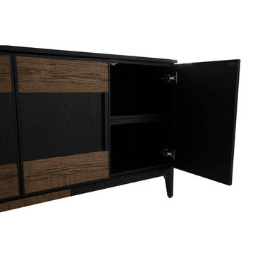 Salvar Natural and Black Oak Wood 4 Door Sideboard – in room setting