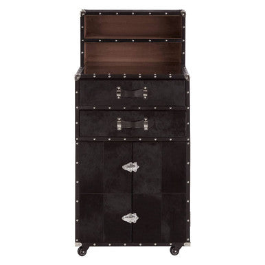 Kensington Townhouse Black Hair on Leather Drinks Cabinet