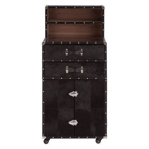 Kensington Townhouse Black Hair on Leather Drinks Cabinet – side view