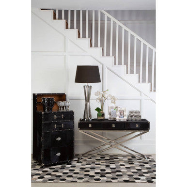 Kensington Townhouse Black Hair on Leather Drinks Cabinet – detail