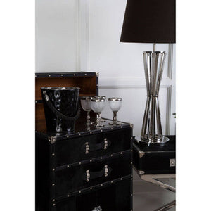 Kensington Townhouse Black Hair on Leather Drinks Cabinet – in room setting