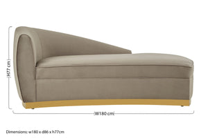 Batix Grey Velvet Left Arm Chaise Longue – detail