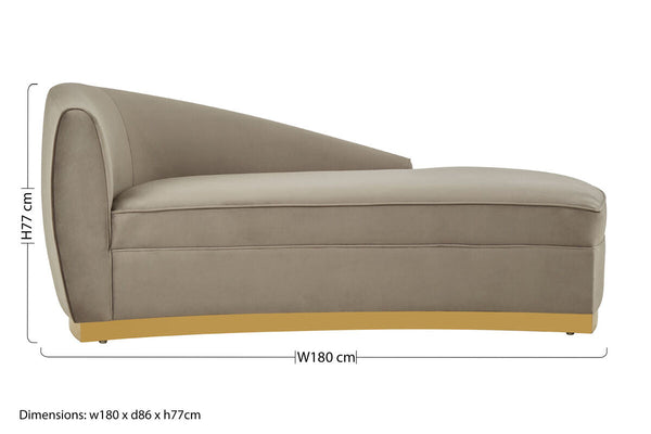 Batix Grey Velvet Left Arm Chaise Longue – detail