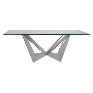 Carlox Clear Glass Rectangular Dining Table with Chrome Finish Base