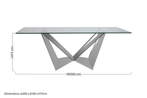 Carlox Clear Glass Rectangular Dining Table with Chrome Finish Base – in room setting 2