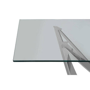 Carlox Clear Glass Rectangular Dining Table with Chrome Finish Base – back view