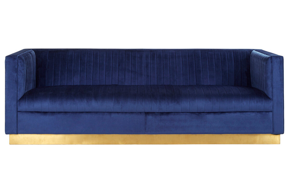 Opal Deep Blue Velvet 3 Seater Sofa