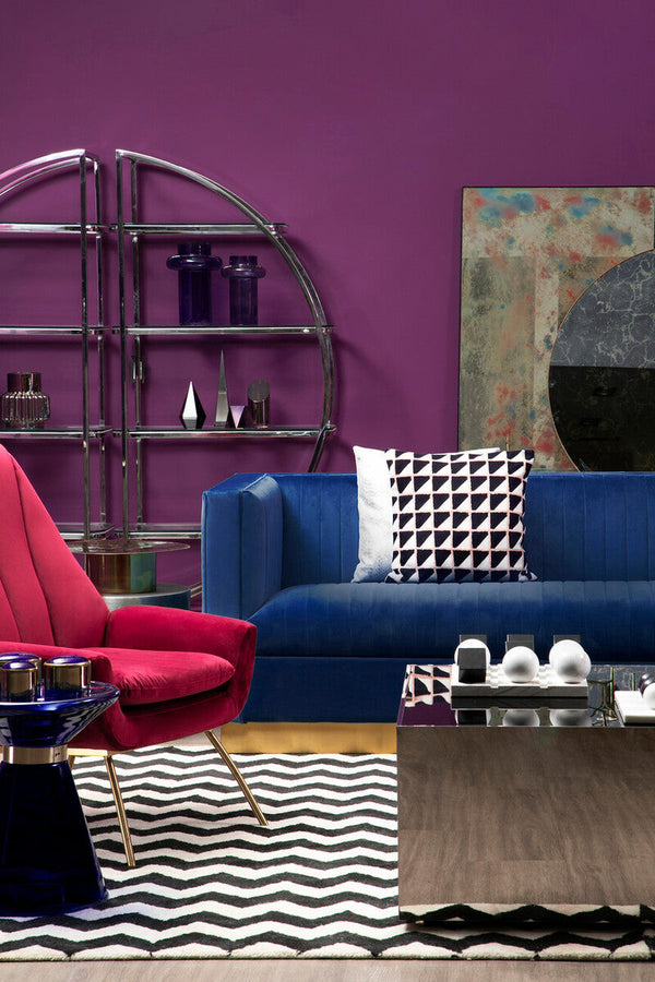 Opal Deep Blue Velvet 3 Seater Sofa – side view 2